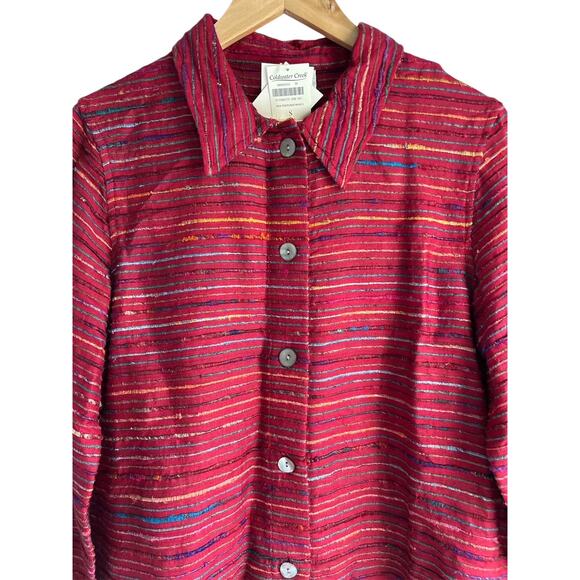 Coldwater Creek Women’s Small Silk Blend Vintage Striped Jacket NEW - Picture 3 of 6